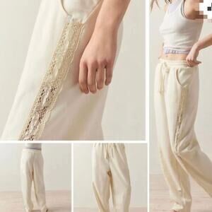 Urban Outfitters Jayden Ivory Out From Under Lace Fleece Oversized Sweatpants